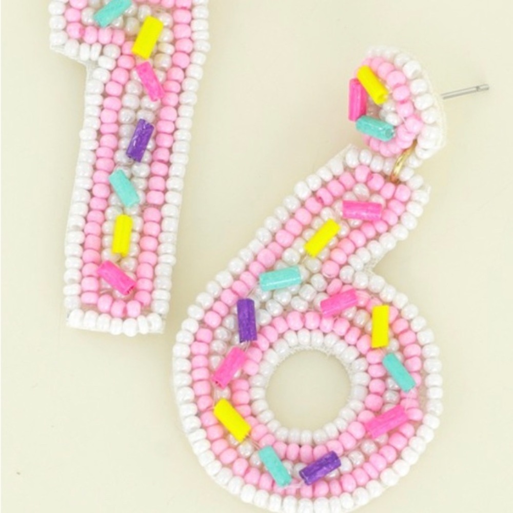 16th birthday beaded party earrings - Picture 3 of 4